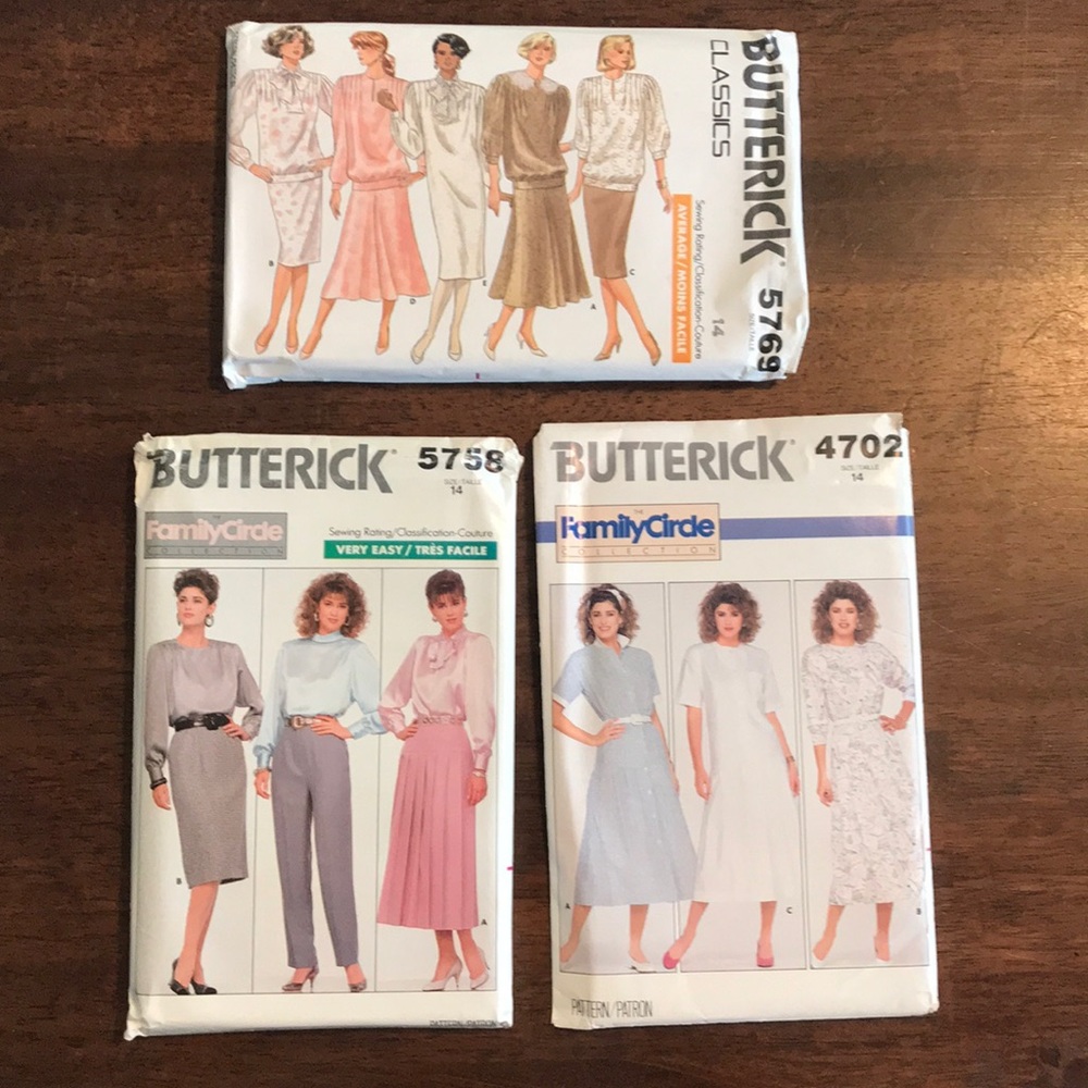 3/$30 Butterick Sewing Patterns 1980’s Vintage
